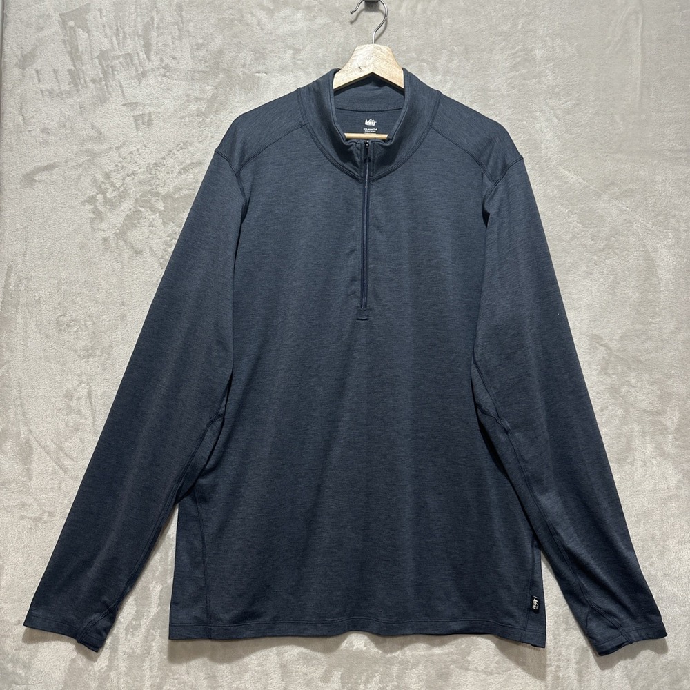 REI Co-op Mens 2XL Tall Lightweight Base Layer 1/4 Zip Pullover Blue 207878